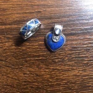 Pendant and ring - lapis & silver.